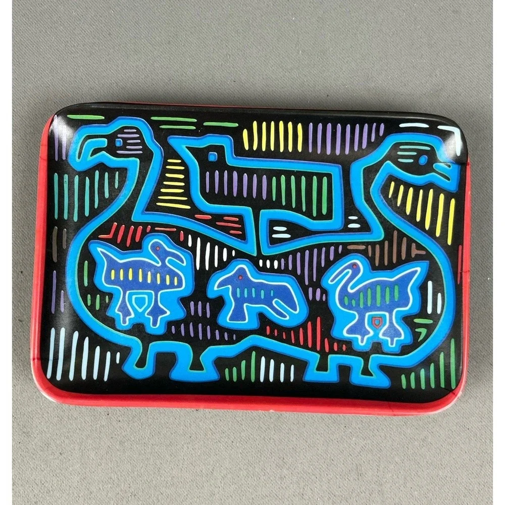 Vintage Sin-Ta-Chin Melamine Mola Trinket Dish Plate Decorative Colorful Birds